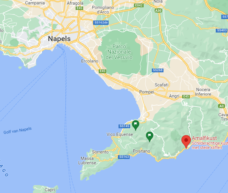 Waar ligt de Amalfikust in Italie