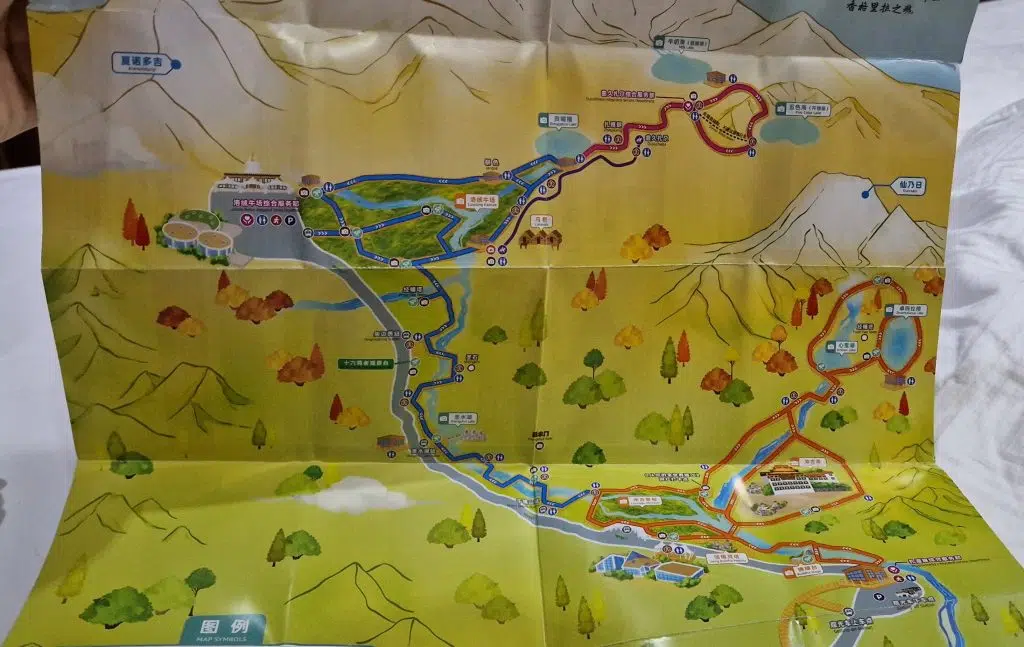 Wandelen map Yading Nature Reserve map